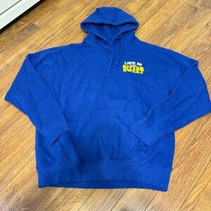 Blue Hoodie with Yellow Print